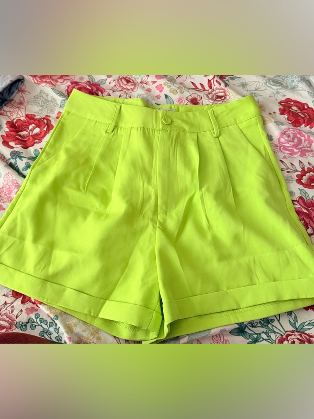 High-Waist Neon Lime Shorts